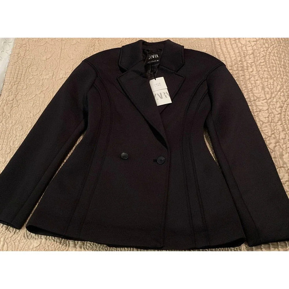 Zara Black Long Sleeve Blazer Formal Jacket Size Small - Picture 3 of 6